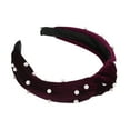 thumbnail image 1 of Unique Bargains 1 Pc Bling Twisted Faux Pearl flannelette Headband Headwear Hairband for Women 1.2 Inch Wide Wine Red, 1 of 7