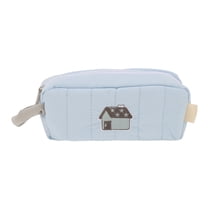 Unique Bargains 1 Pc Blue House Style Drawstring Makeup Bag for Vacation Blue Polyester