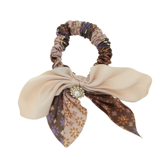 Unique Bargains 1 Pc Bohemian Bow Scrunchies for Home Beige Brown