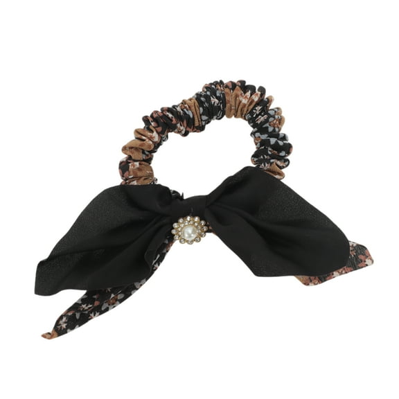 Unique Bargains 1 Pc Bohemian Bow Scrunchies for Home Black Brown
