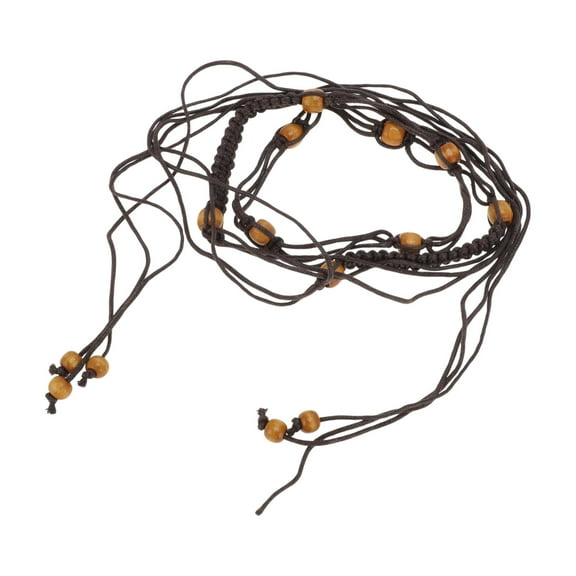 Unique Bargains 1 Pc Bohemian Tie Belt Retro Adjustable Waist Cord for Women Coffee Color