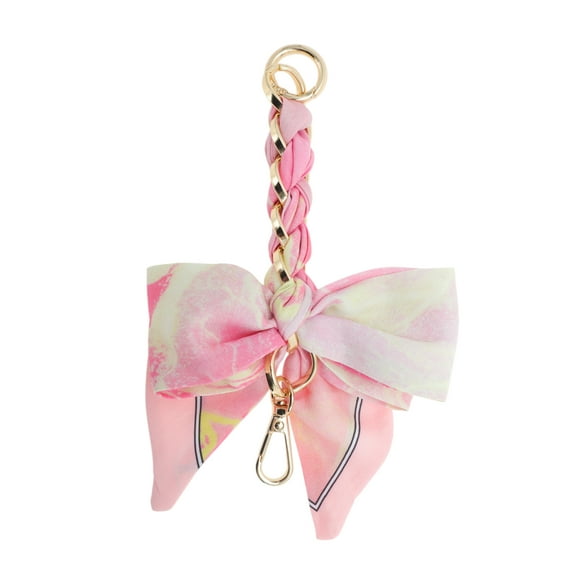 Unique Bargains 1 Pc Bow Bag Extender Chain for Travelling Pink Alloy Polyester