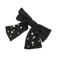 thumbnail image 1 of Unique Bargains 1 Pc Bow Faux Pearls Ribbon Hair Clips Black, 1 of 5