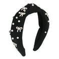 thumbnail image 1 of Unique Bargains 1 Pc Bow Faux Pearls Tie Headbands for Women Black, 1 of 6