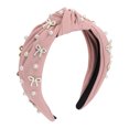 thumbnail image 1 of Unique Bargains 1 Pc Bow Faux Pearls Tie Headbands for Women Pink, 1 of 6