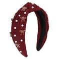 thumbnail image 1 of Unique Bargains 1 Pc Bow Faux Pearls Tie Headbands for Women Wine Red, 1 of 6