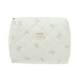 thumbnail image 1 of Unique Bargains 1 Pc Bow Quilting Makeup Bag White Blue Cotton Fabric, 1 of 4