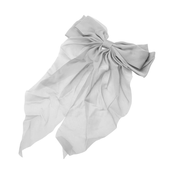 Unique Bargains 1 Pc Bow Ribbon French Barrette Hair Clips Hairdo Clip Gray