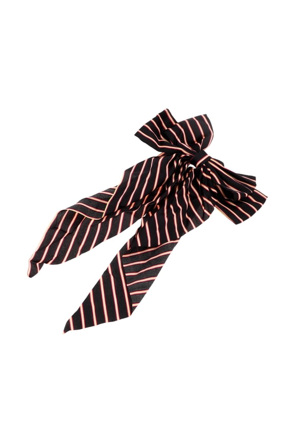 1 Pc Bow Stripes Ribbon Hair Clips Black