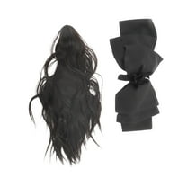 Unique Bargains 1 Pc Bow Wig Hair Clips for Hair Extension 13.78" Length Brown Black