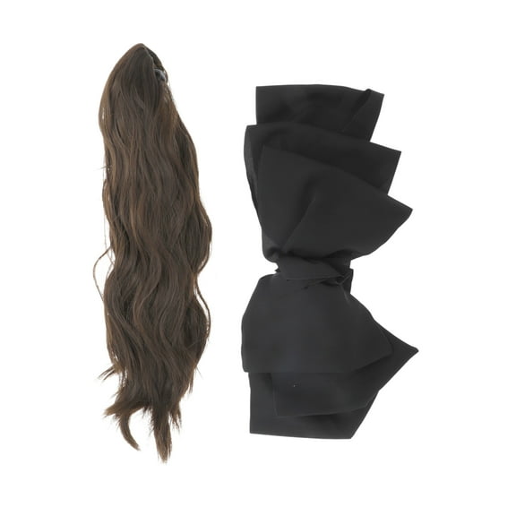 Unique Bargains 1 Pc Bow Wig Hair Clips for Hair Extension 13.78" Length Cold Brown