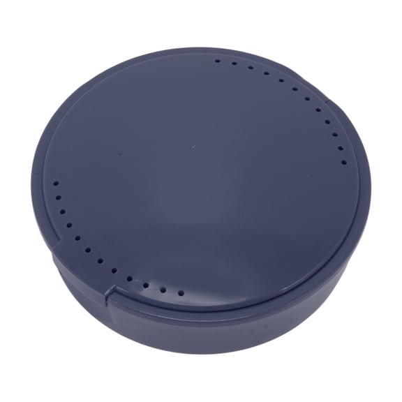 Unique Bargains 1 Pc Braces Box with Mirror Round Braces Storage Box Dark Blue