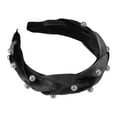 thumbnail image 1 of Unique Bargains 1 Pc Braided Faux Pearl Velvet Headband Headwear Hairband for Women 1.2 Inch Wide Black, 1 of 7
