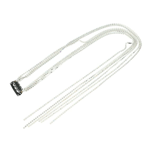 Unique Bargains 1 Pc Braided Hair Chain Colorful Rhinestone Braid Hair Accessories for Women Delicate Silver Tone