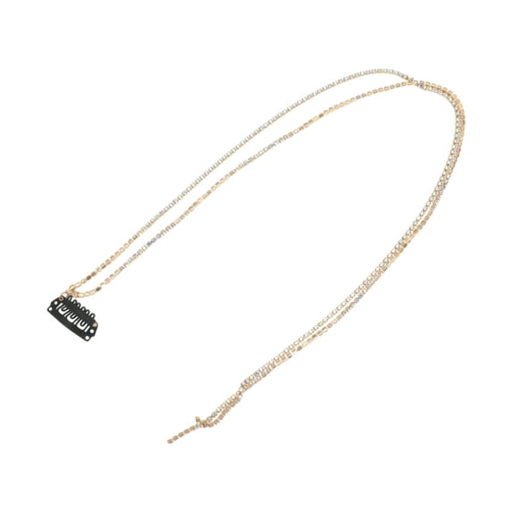 Unique Bargains 1 Pc Braided Hair Chain Colorful Rhinestone Braid Hair Accessories for Women Shiny Gold Tone