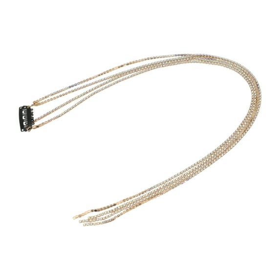 Unique Bargains 1 Pc Braided Hair Chain Colorful Rhinestone Braid Hair Accessories for Women Vintage Gold Tone