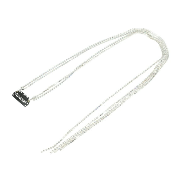Unique Bargains 1 Pc Braided Hair Chain Colorful Rhinestone Braid Hair Accessories for Women Vintage Silver Tone