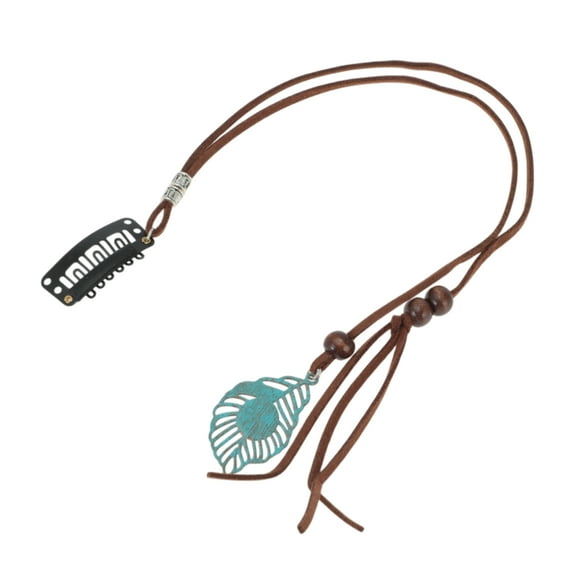 Unique Bargains 1 Pc Braided Hair Chain Leaf Braid Hair Accessories for Women 11.81" Dark Coffee Color