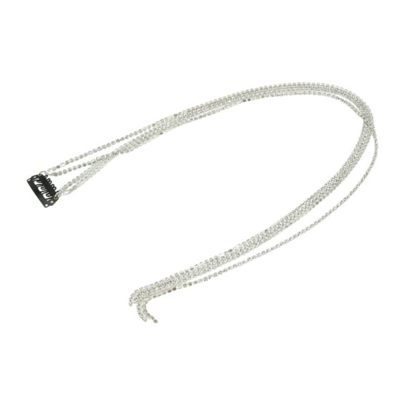Unique Bargains 1 Pc Braided Hair Chain Style 2 Rhinestone Braid Hair Accessories for Women Silver Tone
