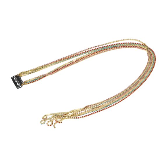 Unique Bargains 1 Pc Braided Hair Chain Style 3 Rhinestone Braid Hair Accessories for Women Colorful