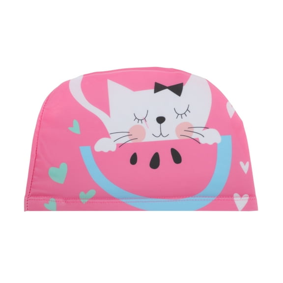 Unique Bargains 1 Pc Breathable Cats Pattern Swim Cap Pink White