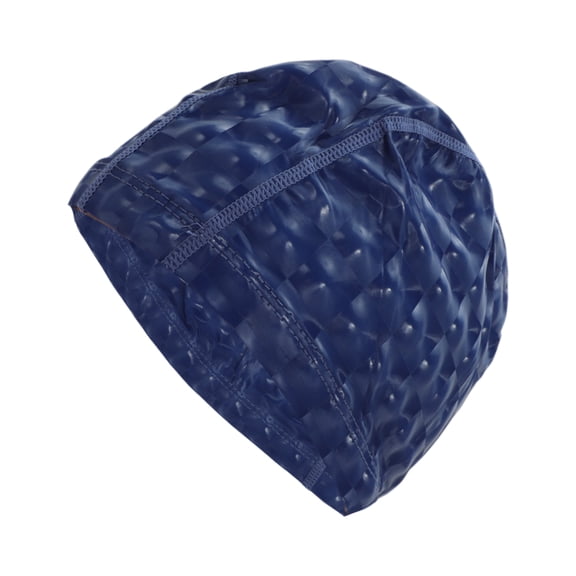 Unique Bargains 1 Pc Breathable Cube Pattern Swimming Cap Navy Blue