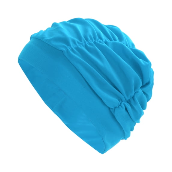Unique Bargains 1 Pc Breathable Pleated Style Swimming Cap Lake Blue