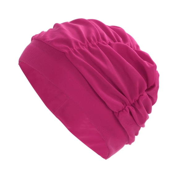 Unique Bargains 1 Pc Breathable Pleated Style Swimming Cap Rose Red