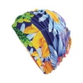 thumbnail image 1 of Unique Bargains 1 Pc Breathable Pleated Styles Swimming Cap Blue Green, 1 of 6