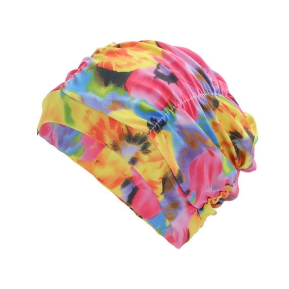 Unique Bargains 1 Pc Breathable Pleated style Swimming Cap Rose Red Purple