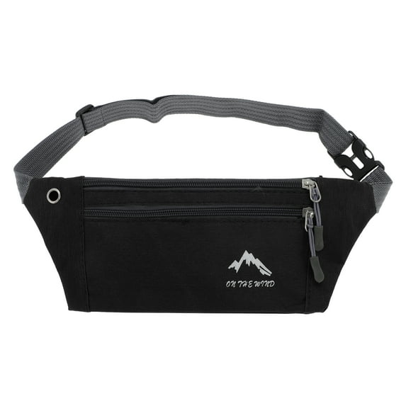 Unique Bargains 1 Pc Breathable Running Belt Pure Color Fanny Pack for Sports to Carry Phone Keys Black