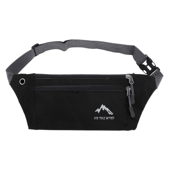 Unique Bargains 1 Pc Breathable Running Belt Pure Color Fanny Pack for Sports to Carry Phone Keys Black