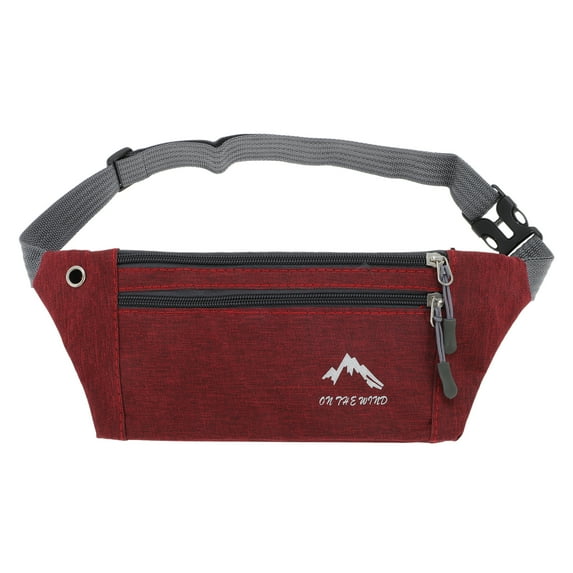 Unique Bargains 1 Pc Breathable Running Belt Pure Color Fanny Pack for Sports to Carry Phone Keys Red