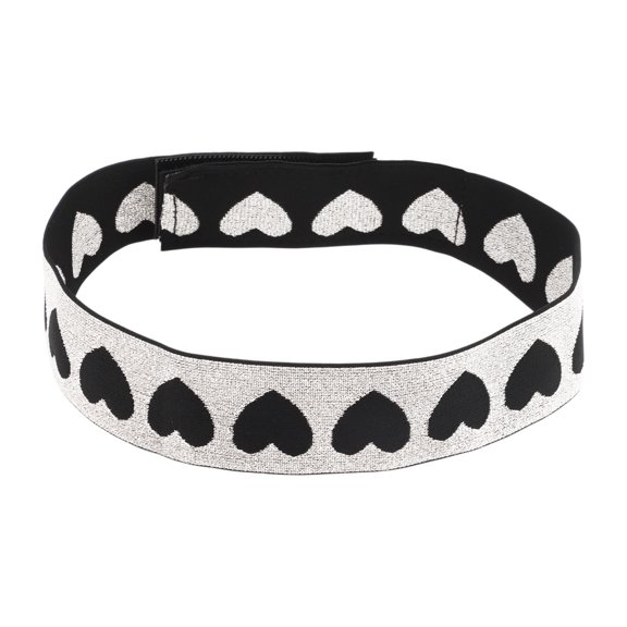 Unique Bargains 1 Pc Breathable Wig Edge Fixing Headband Heart Wig Grip Band 23.62"x1.57" Black Silver Tone
