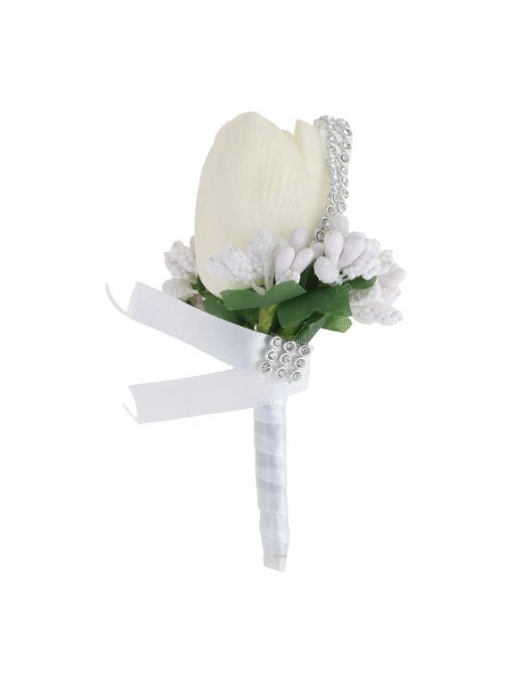1 Pc Brooch Beaded Flower Fashion Brooch White