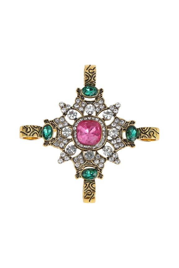 1 Pc Brooch Pin Cross Design Fashion Brooch Gold Tone Green Red