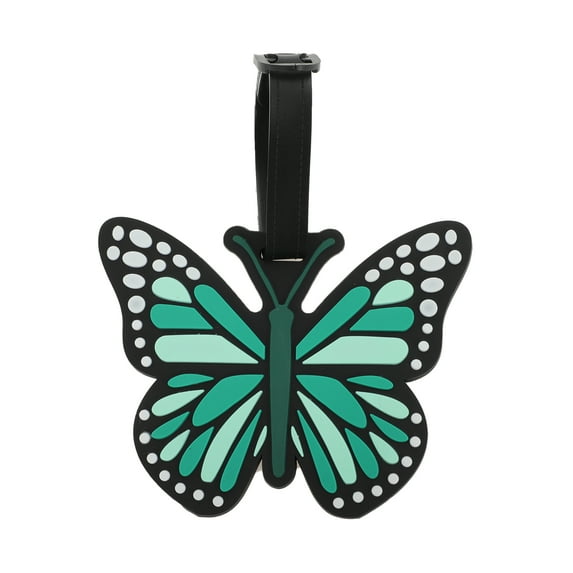 Unique Bargains 1 Pc Butterfly Luggage Tag for Travelling Green Soft Rubber