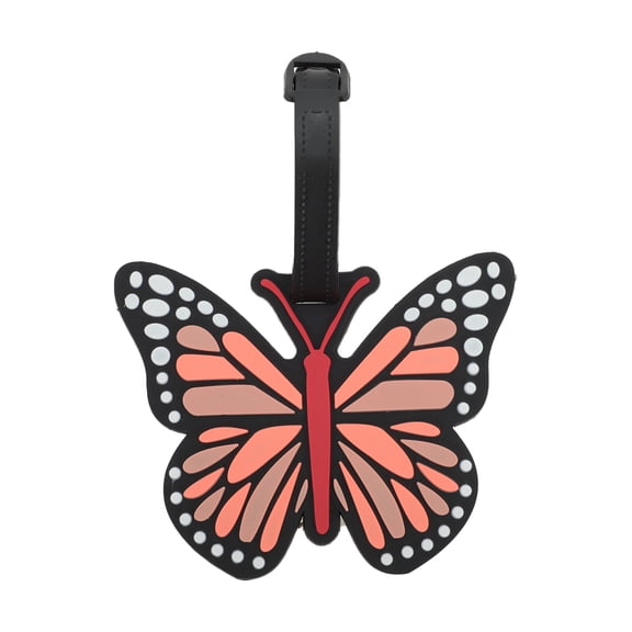 Unique Bargains 1 Pc Butterfly Luggage Tag for Travelling Pink Soft Rubber