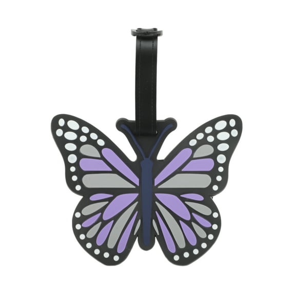 Unique Bargains 1 Pc Butterfly Luggage Tag for Travelling Purple Soft Rubber