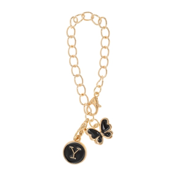 Unique Bargains 1 Pc Butterfly Round Letter Y Cup Chain Charm Water Cup Pendant Black Alloy