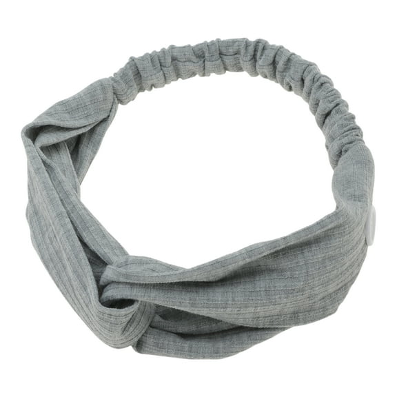 Unique Bargains 1 Pc Button Stripe Elastic Headwrap for Women Light Gray