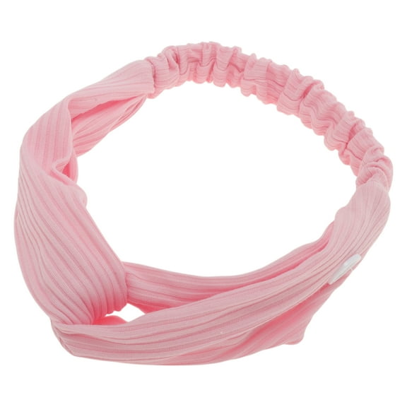 Unique Bargains 1 Pc Button Stripe Elastic Headwrap for Women Light Pink