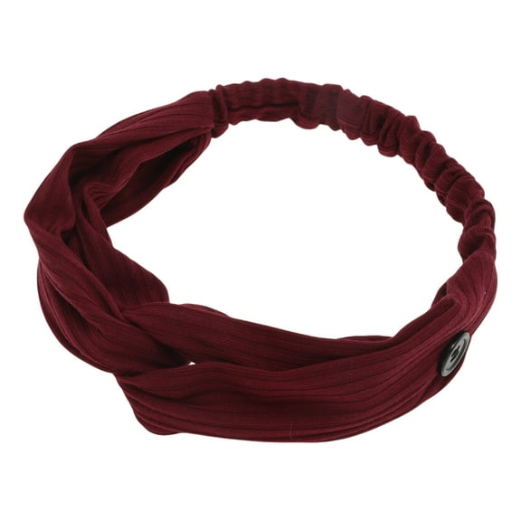 Unique Bargains 1 Pc Button Stripe Elastic Headwrap for Women Wine Red