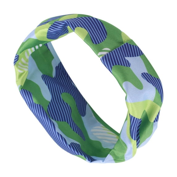 Unique Bargains 1 Pc Camouflage Print Headband for Yoga Blue Green White