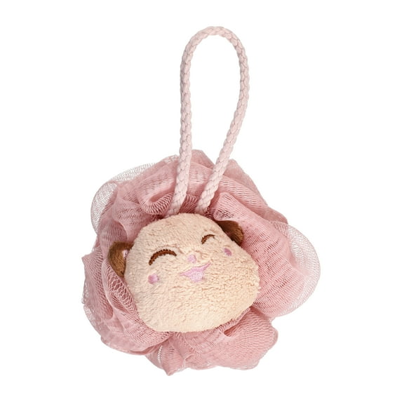 Unique Bargains 1 Pc Cartoon Bath Shower Loofah Sponge Body Puffs for Bathroom 4.13"x4.53" Pink
