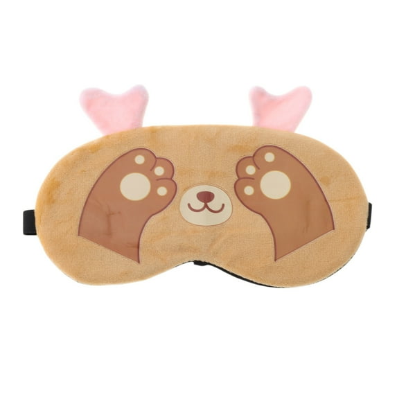 Unique Bargains 1 Pc Cartoon Cat Paw Eye Mask for Home Yellow Fleece