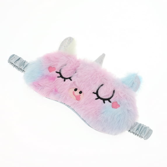 Unique Bargains 1 Pc Cartoon Eyes Sleep Mask Soft Eye Shade Cover for Rest for Travel for Nap Blue Pink