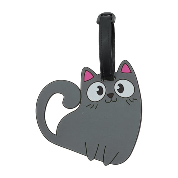Unique Bargains 1 Pc Cat Pattern Luggage Tag for Travelling Deep Gray