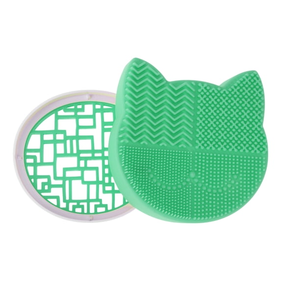 Unique Bargains 1 Pc Cat Shape Makeup Brush Storage Cleaner Green