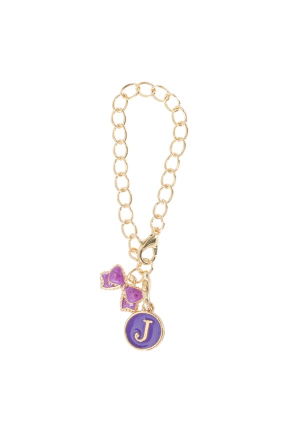 1 Pc Chain Bow Letter J Water Cup Pendant for Travelling Purple Alloy